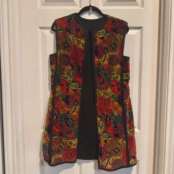 Vintage Handmade Womens Sleeveless Vest Jacket Reversible Velour Size Medium - Picture 8 of 14